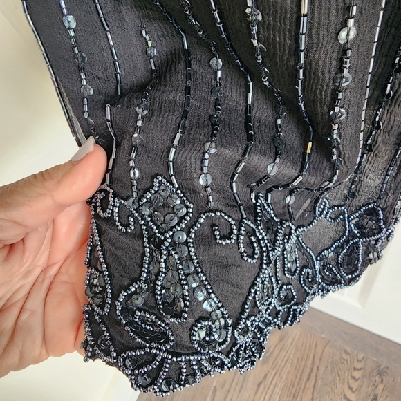 Vintage Julia Kim 100% Silk Beaded Jacket with Hook and Eye Closure Arttowear - Picture 4 of 12